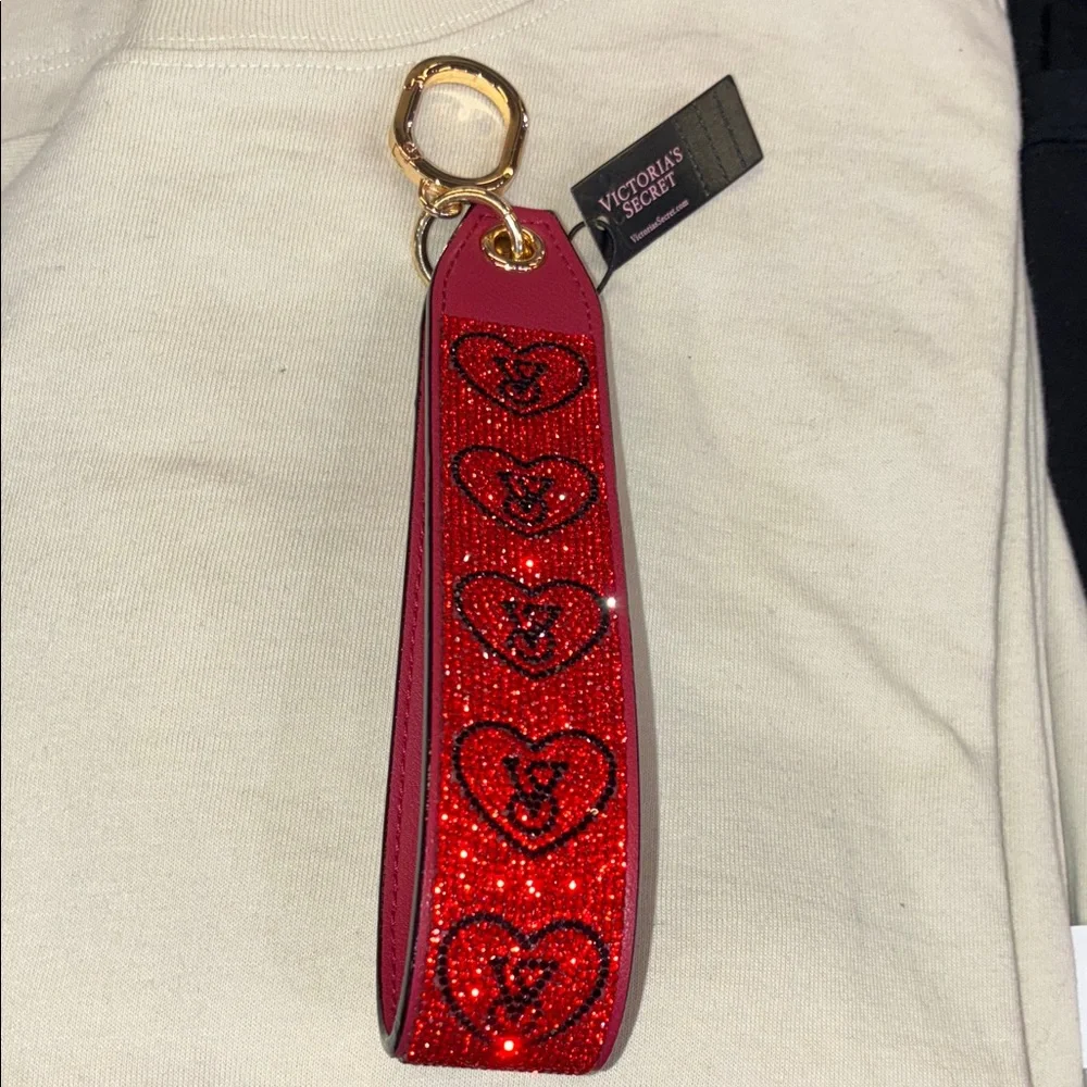 Victoria's Secret Glittery Red Heart Keychain - Picture 2 of 8